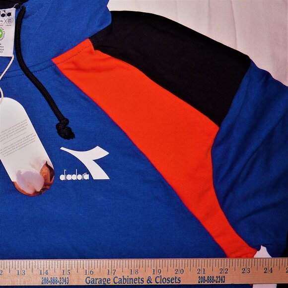 Diadora Hoodie Colorblock french terry Organic Cotton full-zip Blue Regista - Picture 5 of 6